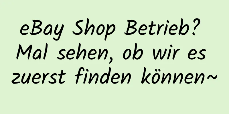 eBay Shop Betrieb? Mal sehen, ob wir es zuerst finden können~