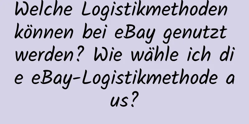 Welche Logistikmethoden können bei eBay genutzt werden? Wie wähle ich die eBay-Logistikmethode aus?