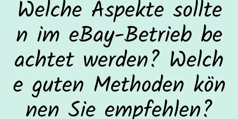 Welche Aspekte sollten im eBay-Betrieb beachtet werden? Welche guten Methoden können Sie empfehlen?