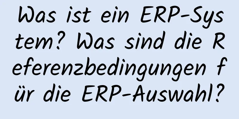 Was ist ein ERP-System? Was sind die Referenzbedingungen für die ERP-Auswahl?