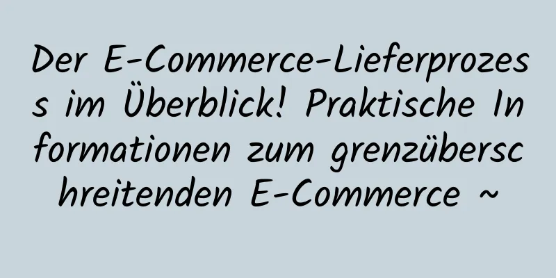 Der E-Commerce-Lieferprozess im Überblick! Praktische Informationen zum grenzüberschreitenden E-Commerce ~