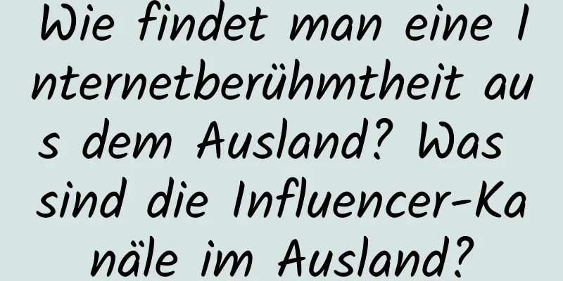 Wie findet man eine Internetberühmtheit aus dem Ausland? Was sind die Influencer-Kanäle im Ausland?