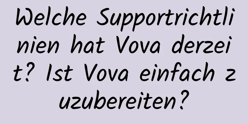 Welche Supportrichtlinien hat Vova derzeit? Ist Vova einfach zuzubereiten?