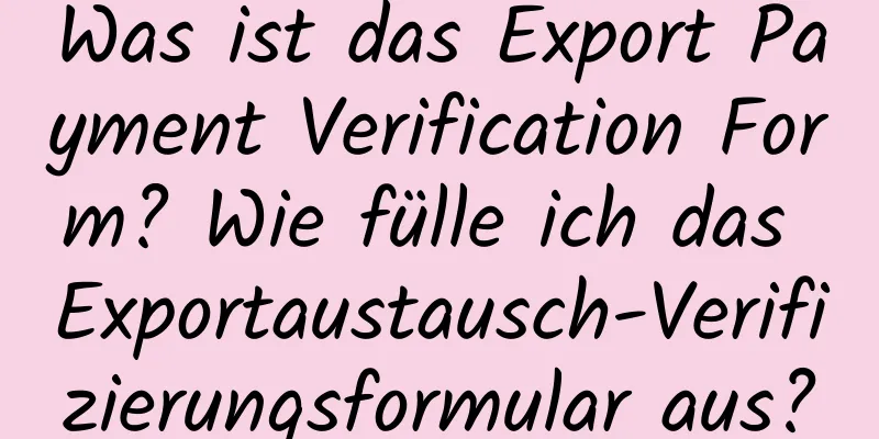 Was ist das Export Payment Verification Form? Wie fülle ich das Exportaustausch-Verifizierungsformular aus?