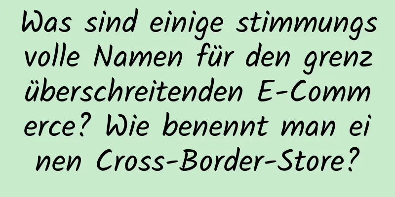 Was sind einige stimmungsvolle Namen für den grenzüberschreitenden E-Commerce? Wie benennt man einen Cross-Border-Store?