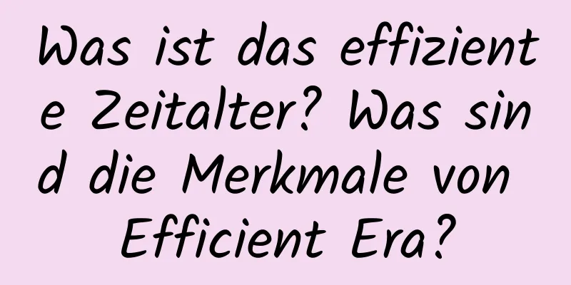 Was ist das effiziente Zeitalter? Was sind die Merkmale von Efficient Era?