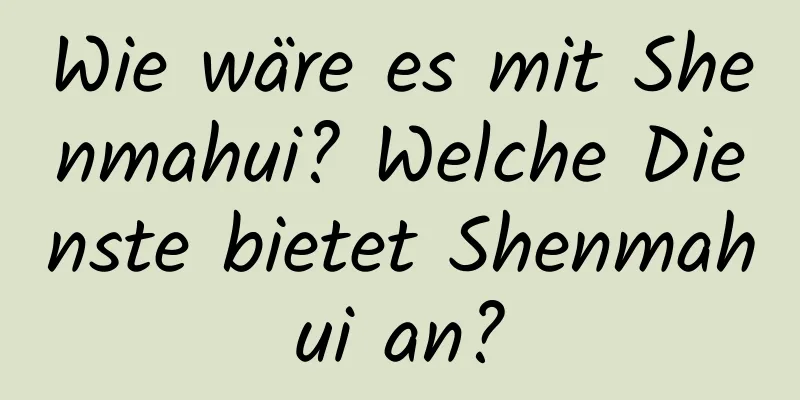 Wie wäre es mit Shenmahui? Welche Dienste bietet Shenmahui an?