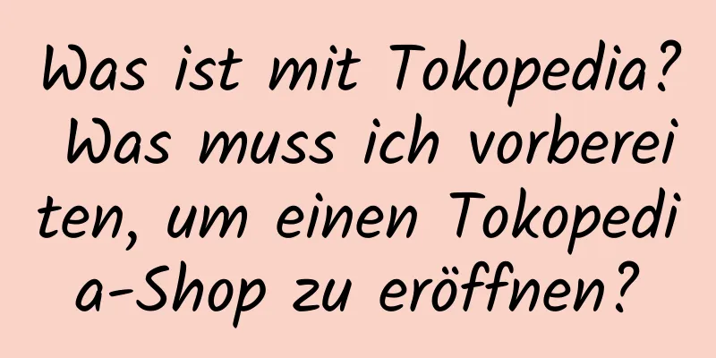 Was ist mit Tokopedia? Was muss ich vorbereiten, um einen Tokopedia-Shop zu eröffnen?