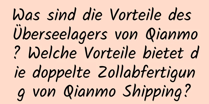 Was sind die Vorteile des Überseelagers von Qianmo? Welche Vorteile bietet die doppelte Zollabfertigung von Qianmo Shipping?