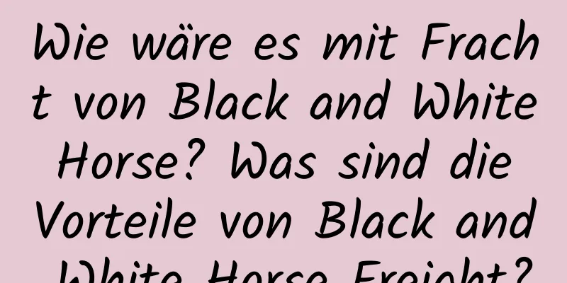 Wie wäre es mit Fracht von Black and White Horse? Was sind die Vorteile von Black and White Horse Freight?