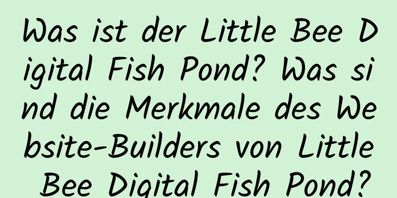 Was ist der Little Bee Digital Fish Pond? Was sind die Merkmale des Website-Builders von Little Bee Digital Fish Pond?