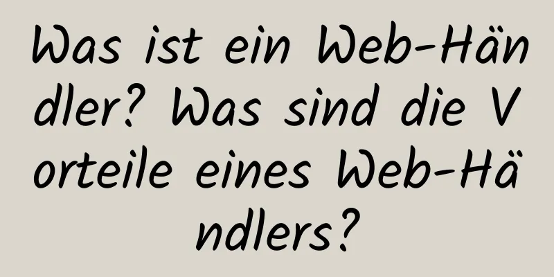 Was ist ein Web-Händler? Was sind die Vorteile eines Web-Händlers?