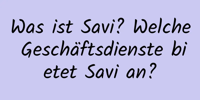 Was ist Savi? Welche Geschäftsdienste bietet Savi an?