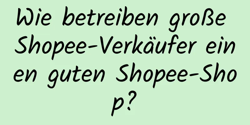 Wie betreiben große Shopee-Verkäufer einen guten Shopee-Shop?