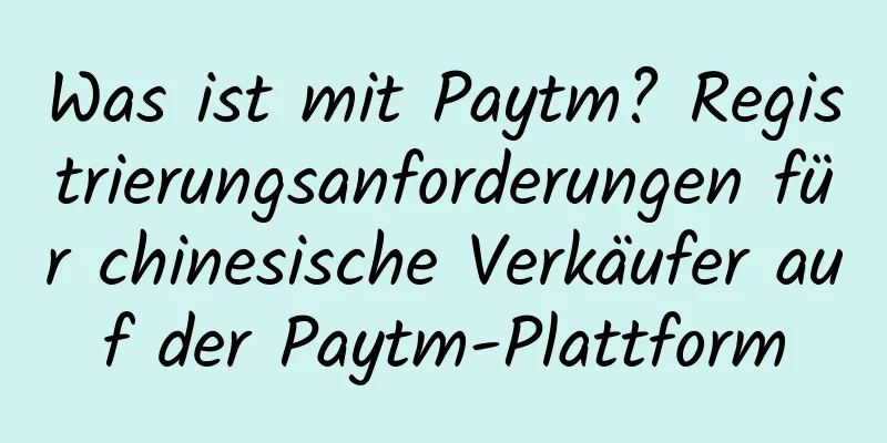 Was ist mit Paytm? Registrierungsanforderungen für chinesische Verkäufer auf der Paytm-Plattform