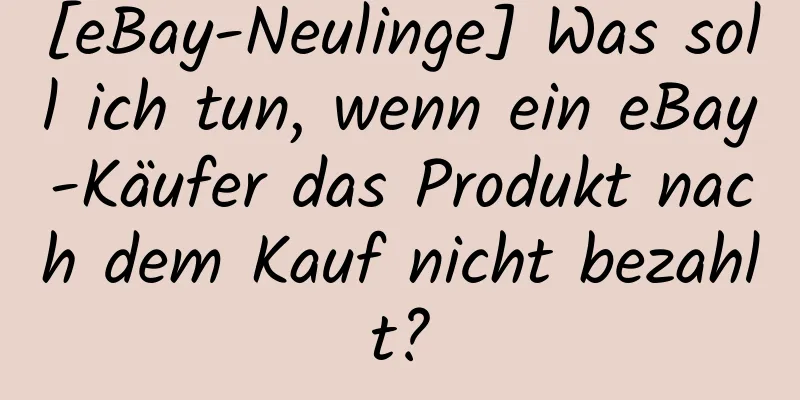 [eBay-Neulinge] Was soll ich tun, wenn ein eBay-Käufer das Produkt nach dem Kauf nicht bezahlt?