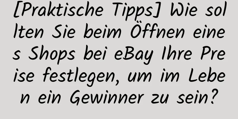 [Praktische Tipps] Wie sollten Sie beim Öffnen eines Shops bei eBay Ihre Preise festlegen, um im Leben ein Gewinner zu sein?