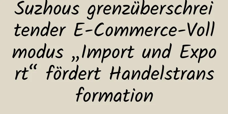 Suzhous grenzüberschreitender E-Commerce-Vollmodus „Import und Export“ fördert Handelstransformation