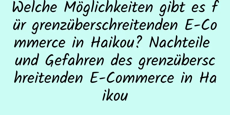 Welche Möglichkeiten gibt es für grenzüberschreitenden E-Commerce in Haikou? Nachteile und Gefahren des grenzüberschreitenden E-Commerce in Haikou