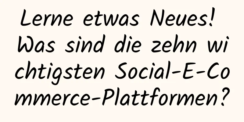 Lerne etwas Neues! Was sind die zehn wichtigsten Social-E-Commerce-Plattformen?