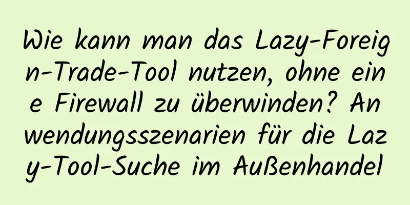 Wie kann man das Lazy-Foreign-Trade-Tool nutzen, ohne eine Firewall zu überwinden? Anwendungsszenarien für die Lazy-Tool-Suche im Außenhandel