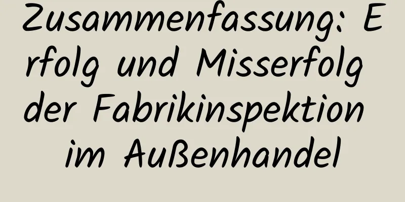 Zusammenfassung: Erfolg und Misserfolg der Fabrikinspektion im Außenhandel