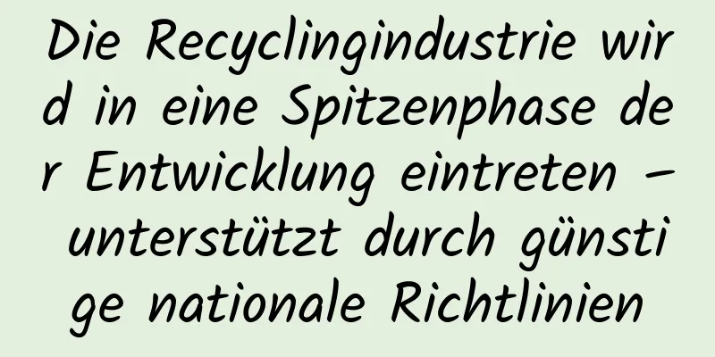 Die Recyclingindustrie wird in eine Spitzenphase der Entwicklung eintreten – unterstützt durch günstige nationale Richtlinien