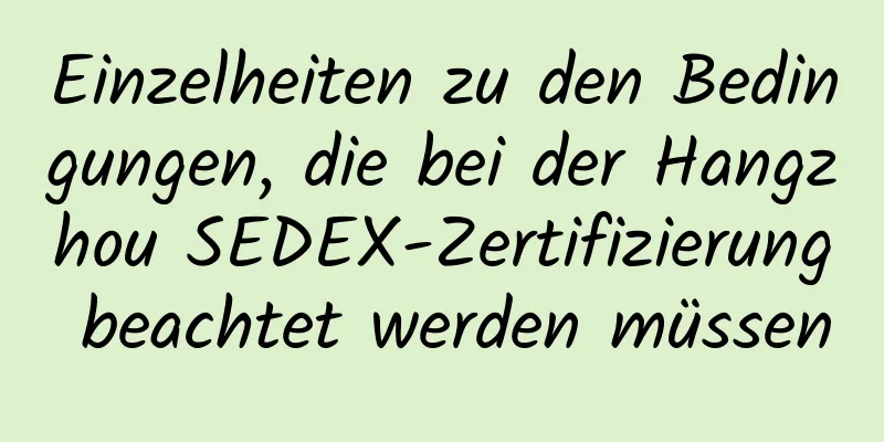 Einzelheiten zu den Bedingungen, die bei der Hangzhou SEDEX-Zertifizierung beachtet werden müssen