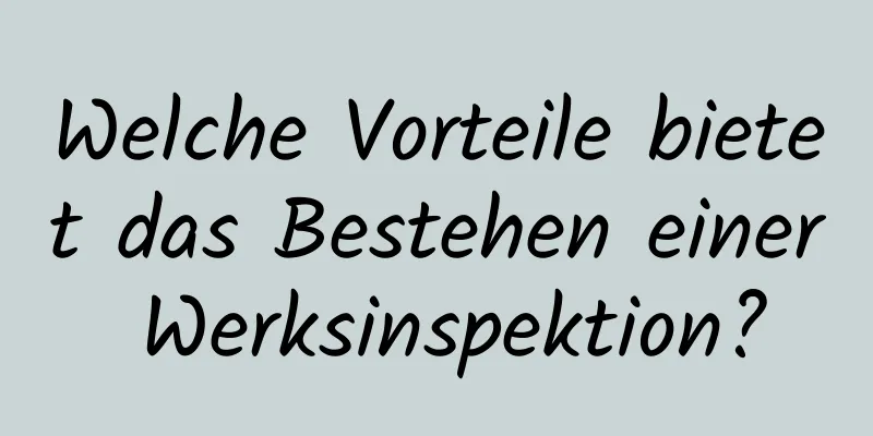 Welche Vorteile bietet das Bestehen einer Werksinspektion?