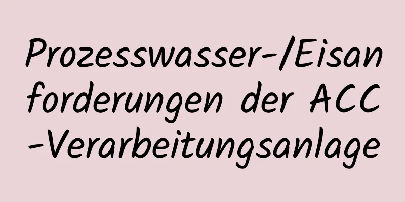 Prozesswasser-/Eisanforderungen der ACC-Verarbeitungsanlage