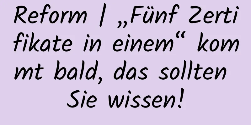 Reform | „Fünf Zertifikate in einem“ kommt bald, das sollten Sie wissen!