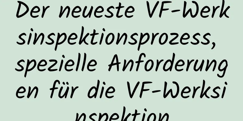 Der neueste VF-Werksinspektionsprozess, spezielle Anforderungen für die VF-Werksinspektion