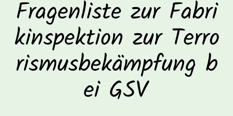 Fragenliste zur Fabrikinspektion zur Terrorismusbekämpfung bei GSV