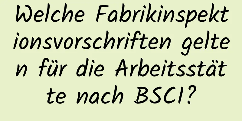 Welche Fabrikinspektionsvorschriften gelten für die Arbeitsstätte nach BSCI?