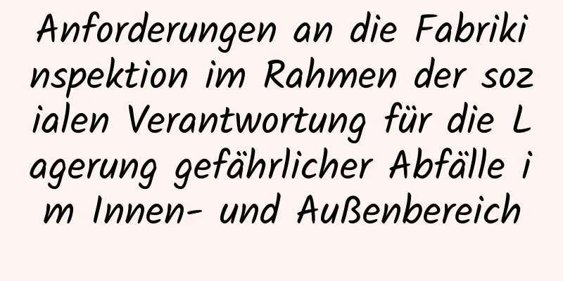 Anforderungen an die Fabrikinspektion im Rahmen der sozialen Verantwortung für die Lagerung gefährlicher Abfälle im Innen- und Außenbereich