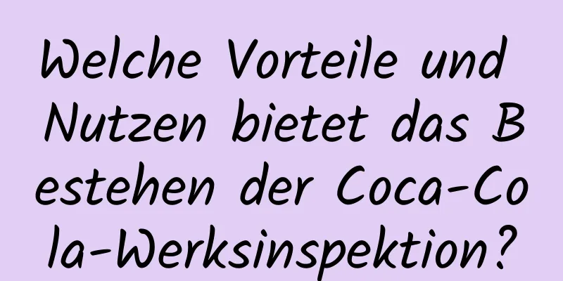 Welche Vorteile und Nutzen bietet das Bestehen der Coca-Cola-Werksinspektion?