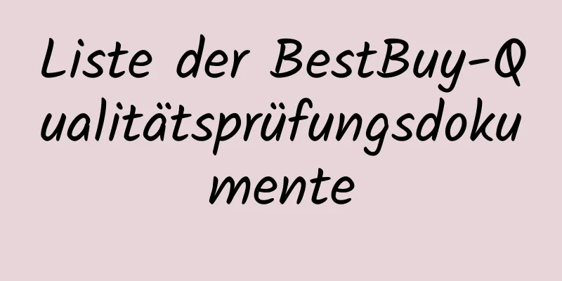 Liste der BestBuy-Qualitätsprüfungsdokumente