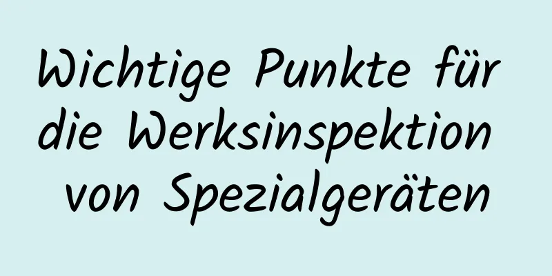 Wichtige Punkte für die Werksinspektion von Spezialgeräten