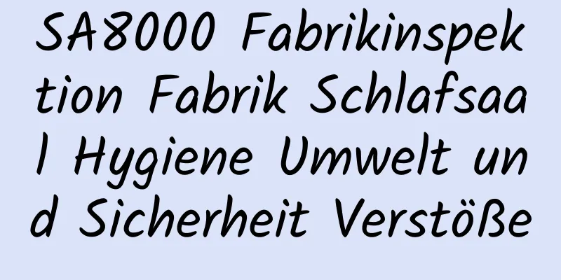 SA8000 Fabrikinspektion Fabrik Schlafsaal Hygiene Umwelt und Sicherheit Verstöße