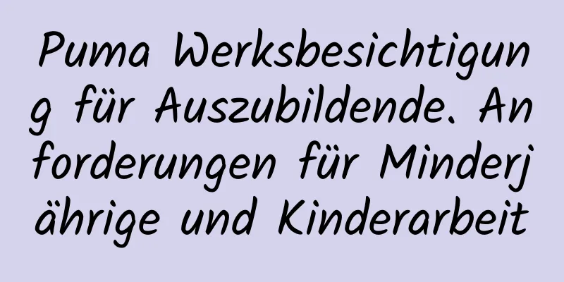 Puma Werksbesichtigung für Auszubildende. Anforderungen für Minderjährige und Kinderarbeit