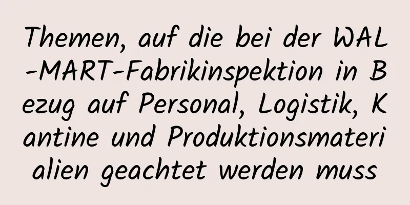 Themen, auf die bei der WAL-MART-Fabrikinspektion in Bezug auf Personal, Logistik, Kantine und Produktionsmaterialien geachtet werden muss