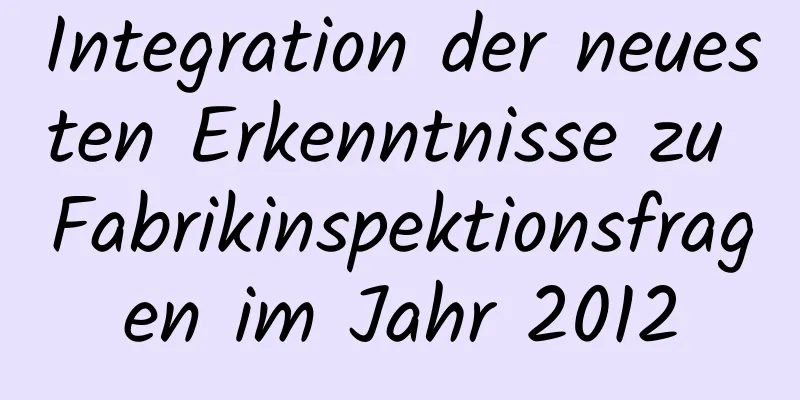 Integration der neuesten Erkenntnisse zu Fabrikinspektionsfragen im Jahr 2012