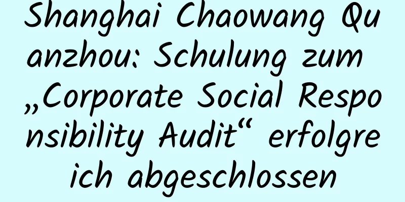 Shanghai Chaowang Quanzhou: Schulung zum „Corporate Social Responsibility Audit“ erfolgreich abgeschlossen