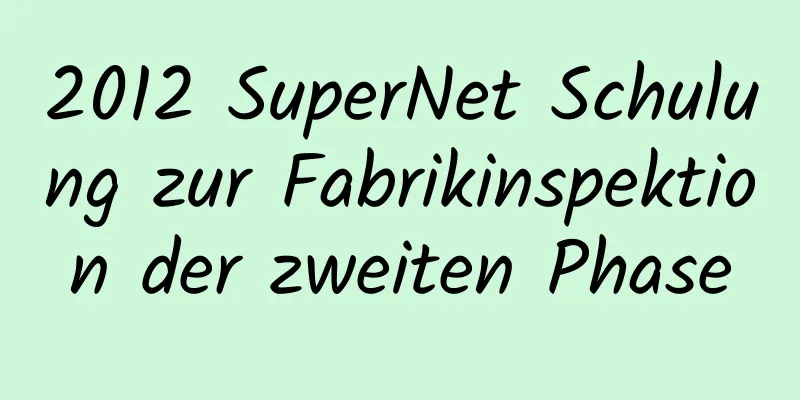 2012 SuperNet Schulung zur Fabrikinspektion der zweiten Phase