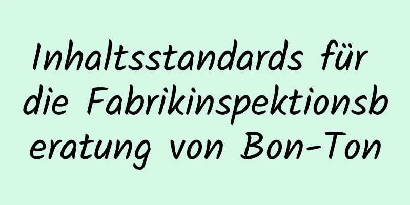 Inhaltsstandards für die Fabrikinspektionsberatung von Bon-Ton