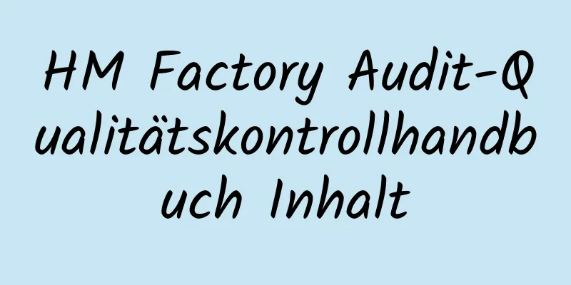 HM Factory Audit-Qualitätskontrollhandbuch Inhalt