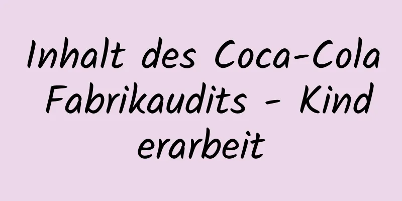 Inhalt des Coca-Cola Fabrikaudits - Kinderarbeit