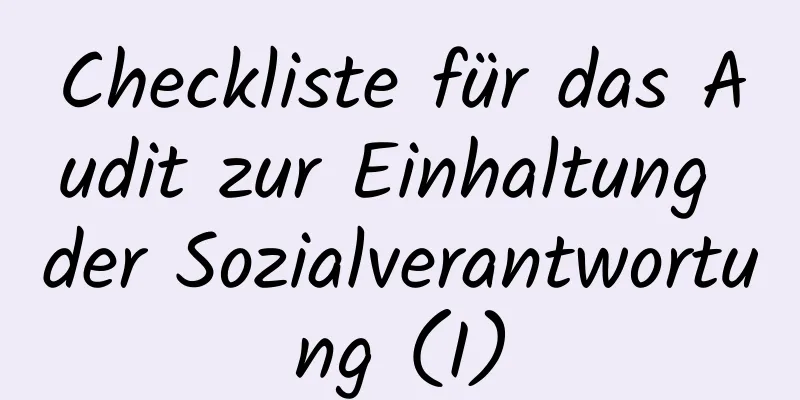 Checkliste für das Audit zur Einhaltung der Sozialverantwortung (I)